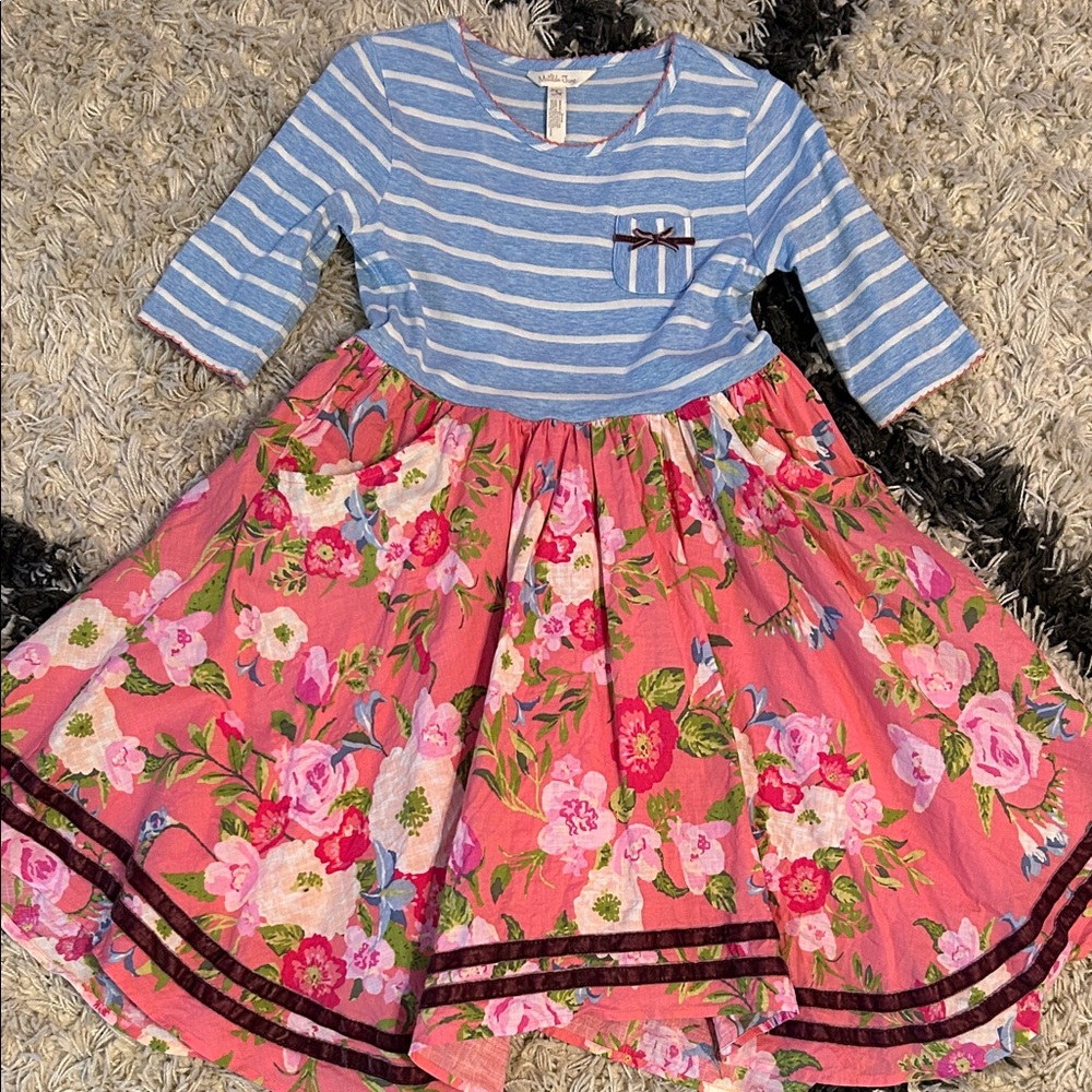 Matilda Jane Blue Striped and Pink Floral Dress